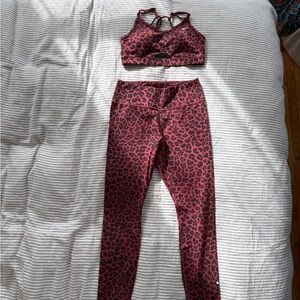 Nike Red and Black Leopard Print Sports Set